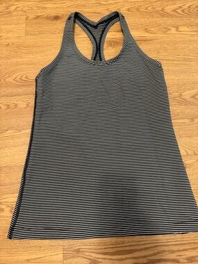 lululemon Black & White Striped Racerback Tank